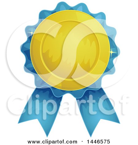Clipart of a Gold and Blue Award Ribbon - Royalty Free Vector Illustration by BNP Design Studio