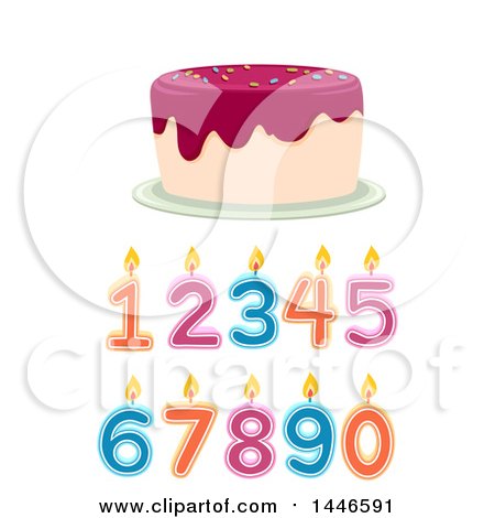 Clipart of a Birthday Cake over Number Candles - Royalty Free Vector Illustration by BNP Design Studio
