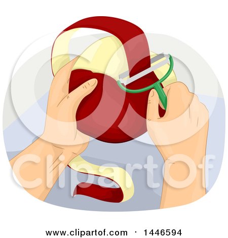 Clipart of a Hand Peeling a Red Apple - Royalty Free Vector Illustration by BNP Design Studio