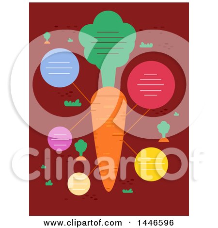 Clipart of a Carrot with Benefit Circles and Text Space - Royalty Free Vector Illustration by BNP Design Studio