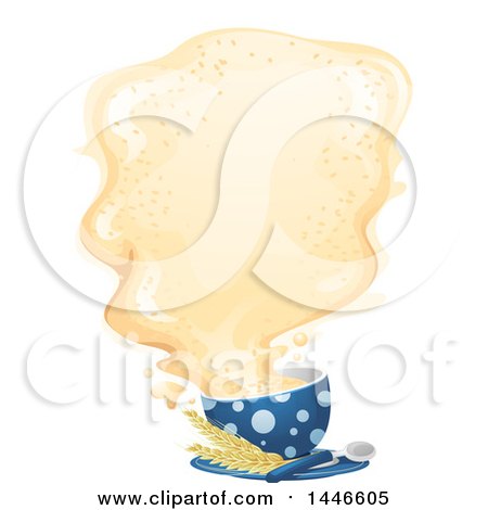 Clipart of a Cup on a Saucer with Wheat, and Cloud or Spill of Cereal - Royalty Free Vector Illustration by BNP Design Studio