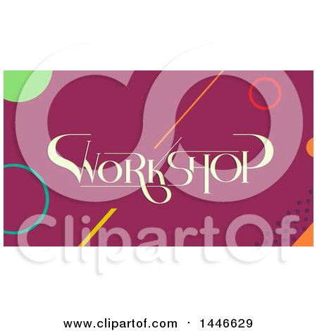 Clipart of a Workshop Text Design with Circles over Magenta - Royalty Free Vector Illustration by BNP Design Studio