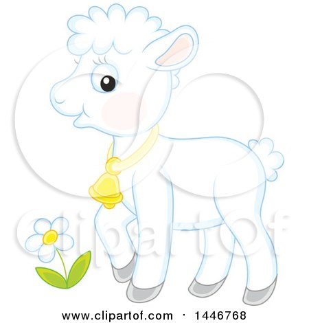 Clipart of a Cute Sheared Baby Lamb Sheep - Royalty Free Vector Illustration by Alex Bannykh