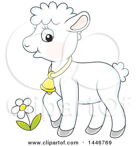 Clipart of a Cartoon Cute Sheared Baby Lamb Sheep - Royalty Free Vector Illustration by Alex Bannykh