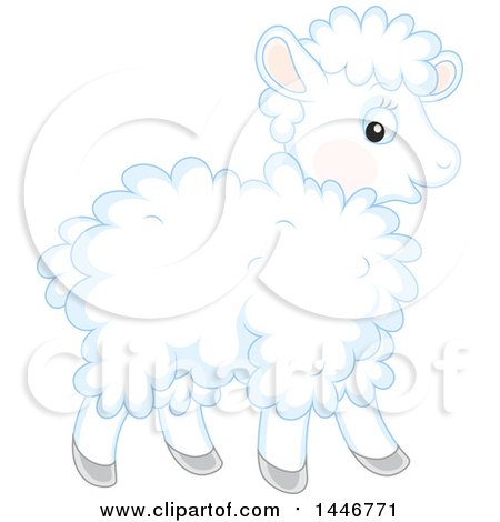 Clipart of a Cute Fluffy Baby Lamb Sheep - Royalty Free Vector Illustration by Alex Bannykh
