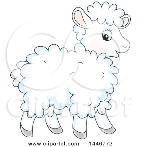 Clipart of a Cartoon Cute Baby Lamb Sheep - Royalty Free Vector Illustration by Alex Bannykh