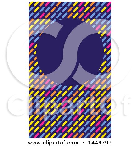Clipart of a Business Card Design with a Blue Circle over Colorful Lines - Royalty Free Vector Illustration by KJ Pargeter