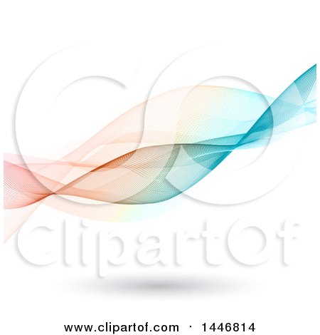 Clipart of a Background of Colorful Flowing Waves on White - Royalty Free Vector Illustration by KJ Pargeter