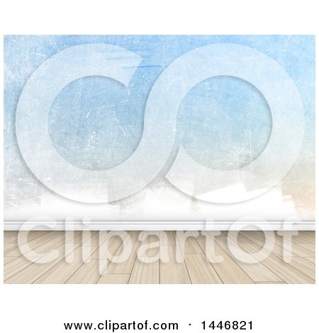 Clipart of a Partially Painted Wall and Wood Floor Backdrop - Royalty Free Illustration by KJ Pargeter