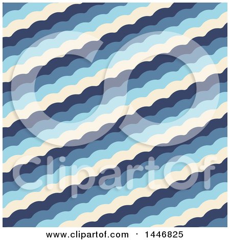 Clipart of a Background of Layered Scalloped Waves - Royalty Free Vector Illustration by KJ Pargeter