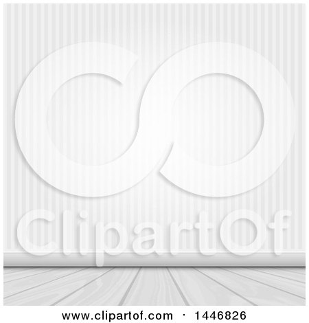 Clipart of a Grayscale Striped Wall and Wood Floor - Royalty Free Vector Illustration by KJ Pargeter