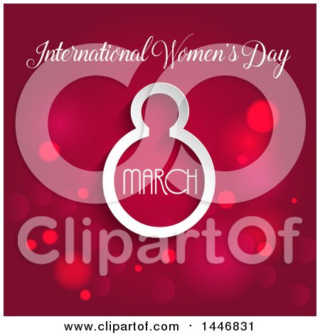 Clipart of a March 8th International Women's Day Design with Flares on Red - Royalty Free Vector Illustration by KJ Pargeter