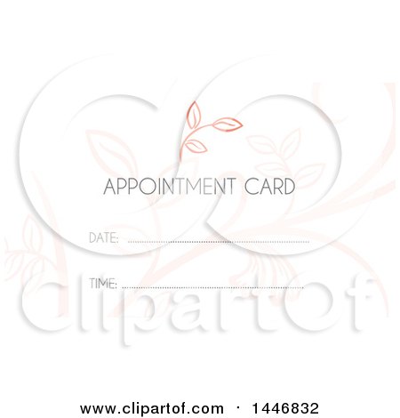 Clipart of a Floral Appointment Card Design with Date and Time Space - Royalty Free Vector Illustration by KJ Pargeter