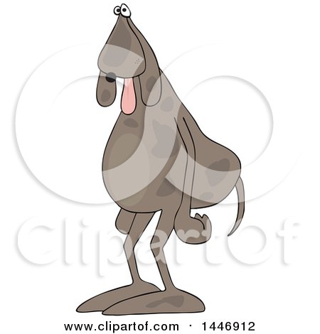 Clipart of a Cartoon Tired Dog Standing Upright with His Tongue Hanging out - Royalty Free Vector Illustration by djart