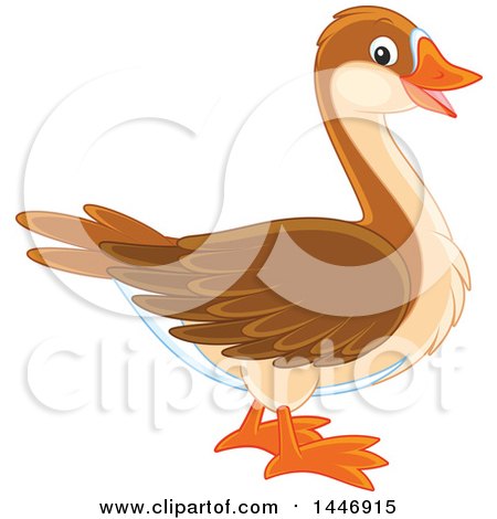 Clipart of a Cute Brown Goose - Royalty Free Vector Illustration by Alex Bannykh