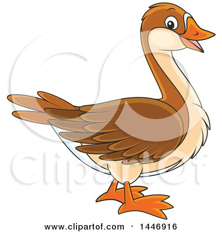 Clipart of a Cartoon Brown Goose - Royalty Free Vector Illustration by Alex Bannykh