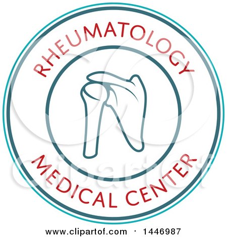 Clipart of a Human Shoulder Joint in a Circle with Rheumatology Medical Center Text - Royalty Free Vector Illustration by Vector Tradition SM