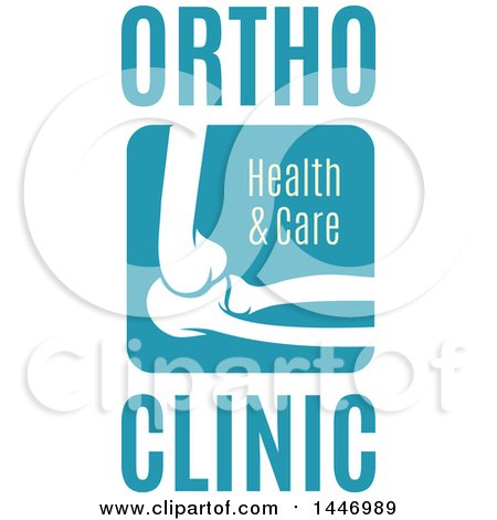 Clipart of a Human Elbow Joint with Ortho Clinic Health and Care Text - Royalty Free Vector Illustration by Vector Tradition SM