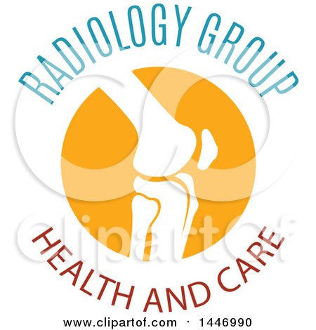 Clipart of a Human Knee Joint with Radiology Group Health and Care Text - Royalty Free Vector Illustration by Vector Tradition SM