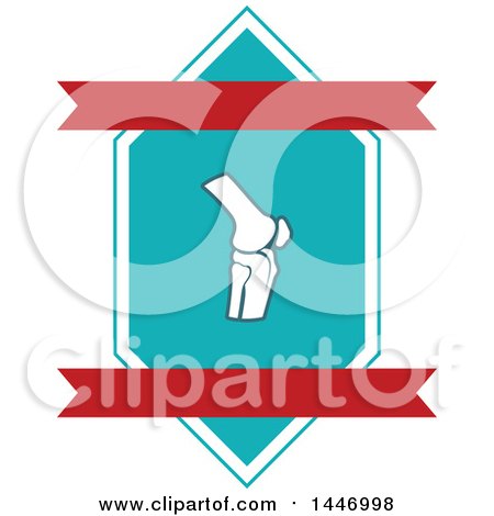 Clipart of a Human Knee Joint in a Diamond with Blank Banners - Royalty Free Vector Illustration by Vector Tradition SM