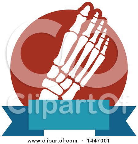 Clipart of a Human Foot with Visible Bones over a Banner with Text Space - Royalty Free Vector Illustration by Vector Tradition SM