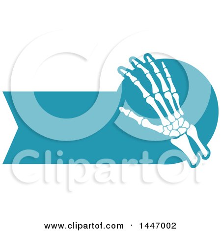 Clipart of a Human Wrist and Hand over a Blue Badge with Text Space - Royalty Free Vector Illustration by Vector Tradition SM