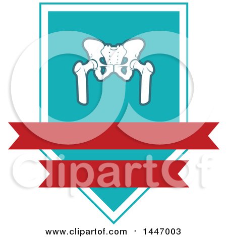Clipart of a Human Pelvis in a Shield with Banners - Royalty Free Vector Illustration by Vector Tradition SM