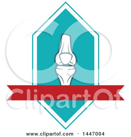Clipart of a Human Knee Joint in a Diamond with a Blank Banner - Royalty Free Vector Illustration by Vector Tradition SM