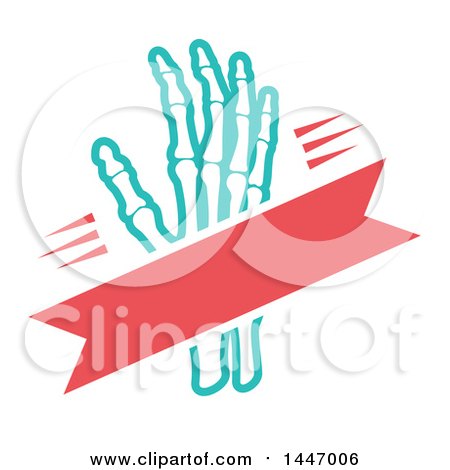 Clipart of a Human Wrist and Hand with a Pink Banner - Royalty Free Vector Illustration by Vector Tradition SM