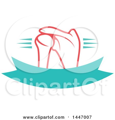 Clipart of a Human Shoulder Joint over a Banner - Royalty Free Vector Illustration by Vector Tradition SM