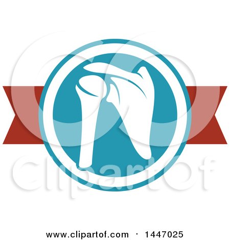 Clipart of a Human Shoulder Joint in a Circle over a Banner - Royalty Free Vector Illustration by Vector Tradition SM