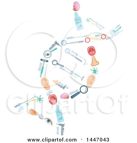 Clipart of a DNA Strand Formed of Medical Icons - Royalty Free Vector Illustration by Vector Tradition SM