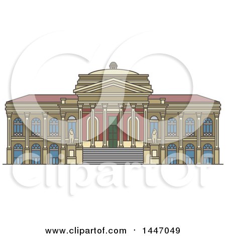 Clipart of a Line Drawing Styled Italian Landmark, Massimo Theater - Royalty Free Vector Illustration by Vector Tradition SM