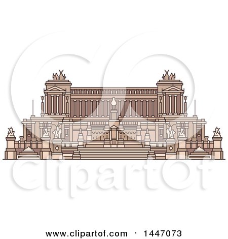 Clipart of a Line Drawing Styled Italian Landmark, Monument Altare Della Patria - Royalty Free Vector Illustration by Vector Tradition SM