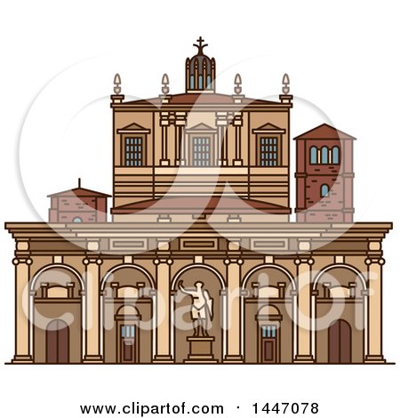 Clipart of a Line Drawing Styled Italian Landmark, Basilica of San Lorenzo - Royalty Free Vector Illustration by Vector Tradition SM