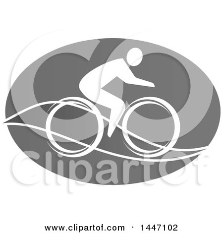 Clipart of a Grayscale Bicycle Cyclist Icon - Royalty Free Vector Illustration by Vector Tradition SM