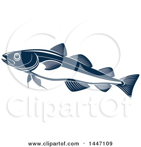 Clipart of a Navy Blue and White Navaga Fish - Royalty Free Vector Illustration by Vector Tradition SM