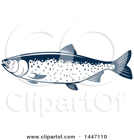 Clipart of a Navy Blue and White Salmon Fish - Royalty Free Vector Illustration by Vector Tradition SM