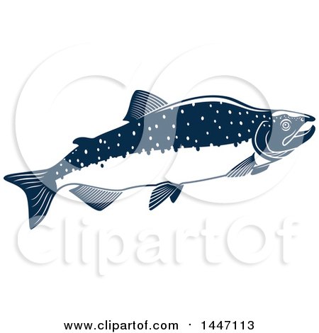 Clipart of a Navy Blue and White Humpback Salmon Fish - Royalty Free Vector Illustration by Vector Tradition SM
