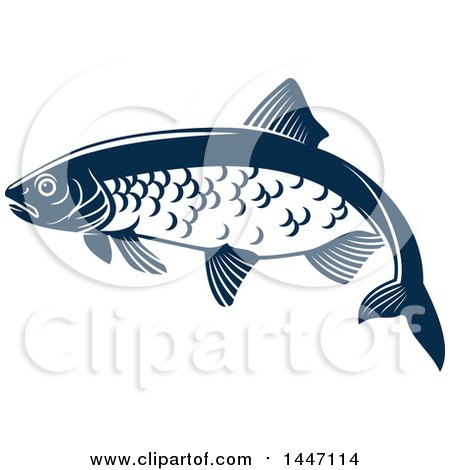 Clipart of a Navy Blue and White Herring Fish - Royalty Free Vector Illustration by Vector Tradition SM