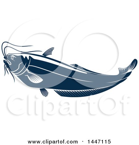 Clipart of a Navy Blue and White Sheatfish - Royalty Free Vector Illustration by Vector Tradition SM