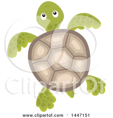 Clipart of a Sea Turtle Swimming - Royalty Free Vector Illustration by visekart