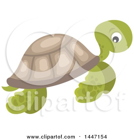 Clipart of a Cute Sea Turtle Swimming - Royalty Free Vector Illustration by visekart