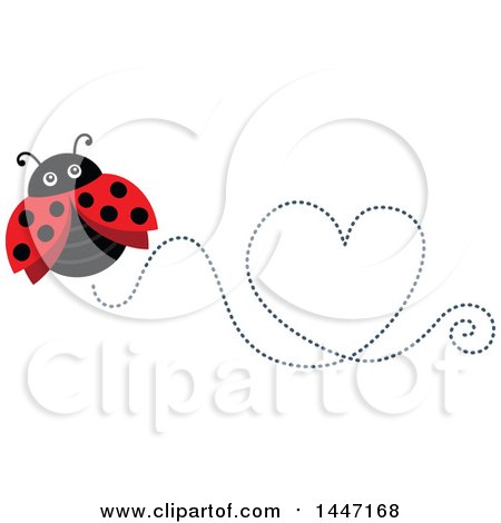 Clipart of a Cute Ladybug with a Trail of Dots Forming a Heart - Royalty Free Vector Illustration by visekart