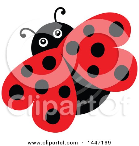 Clipart of a Cute Ladybug with Black Dots - Royalty Free Vector Illustration by visekart