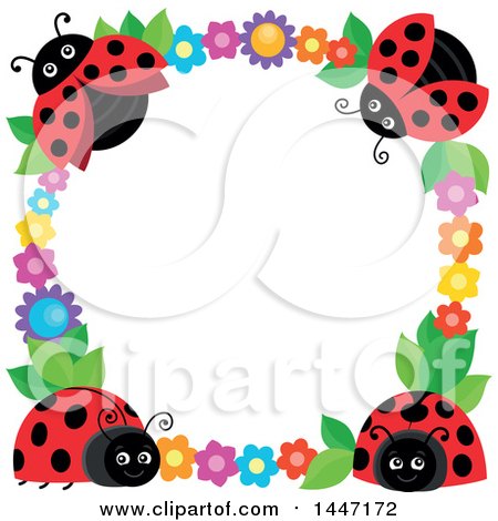 Clipart of a Cute Ladybug and Flower Frame - Royalty Free Vector Illustration by visekart