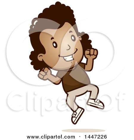 Clipart of a Retro African American Girl Jumping - Royalty Free Vector Illustration by Cory Thoman