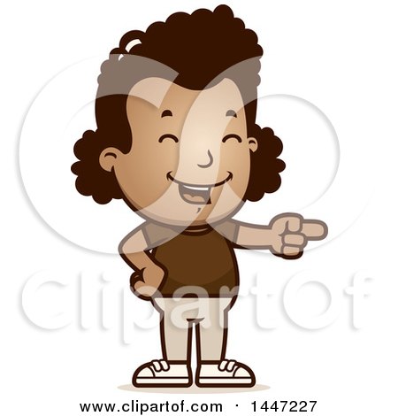 Clipart of a Retro African American Girl Laughing and Pointing - Royalty Free Vector Illustration by Cory Thoman