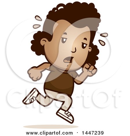 Clipart of a Retro Tired African American Girl Running - Royalty Free Vector Illustration by Cory Thoman