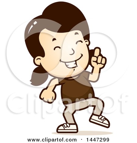 Clipart of a Retro Caucasian Girl Doing a Happy Dance - Royalty Free Vector Illustration by Cory Thoman